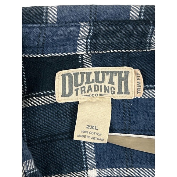 Duluth Trading Co. Men‎ Blue Plaid Button Up long Sleeve Sz 2XL - Picture 4 of 6